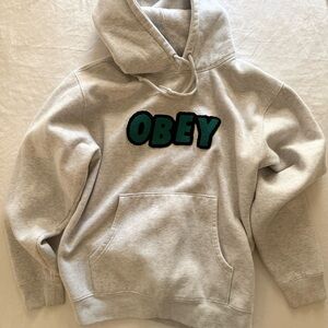 Gray Obey Hoodie w/ Sherpa Logo
